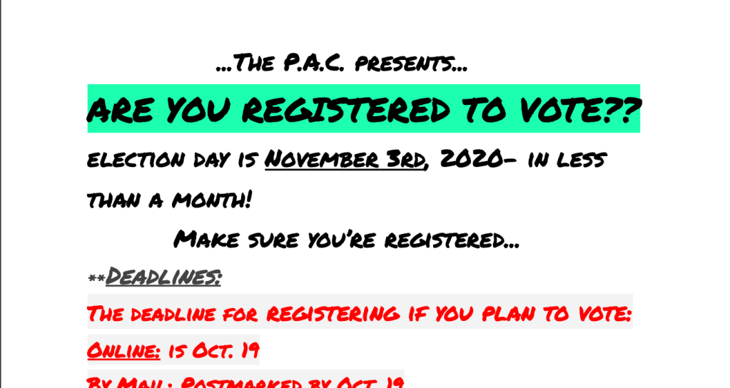 REGISTER TO VOTE!- All the reg. deadlines you need to&nbsp;know..