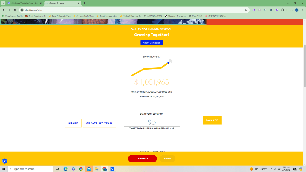 Valley Torah’s Annual Charity Campaign: Together We&nbsp;Thrive